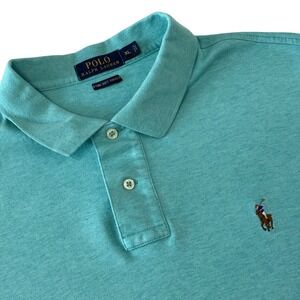 Polo Ralph Lauren Mens Pima Soft Touch Polo Shirt XL Turquoise Heather Logo